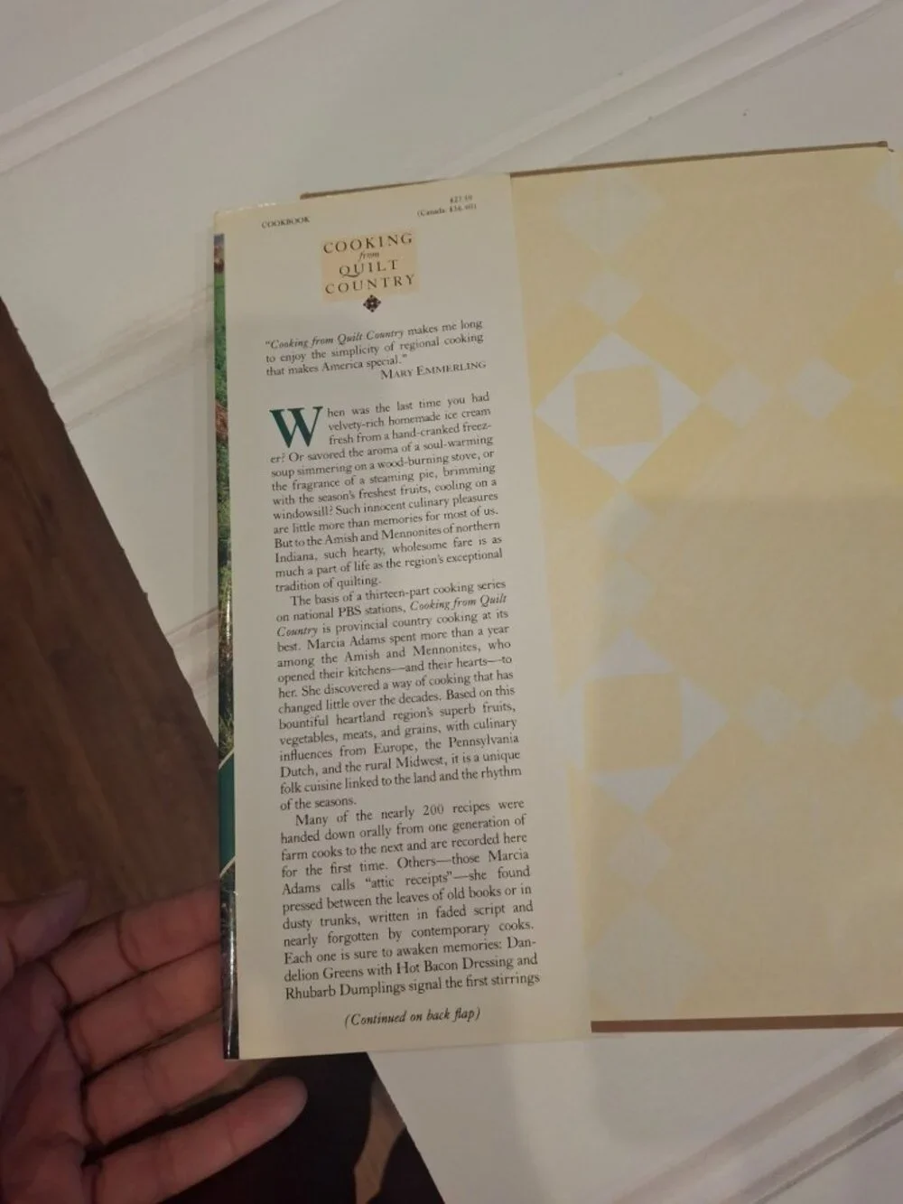 Cooking From Quilt Country Marcia Adams Amish Mennonite Cookbook 1988 Hardcover